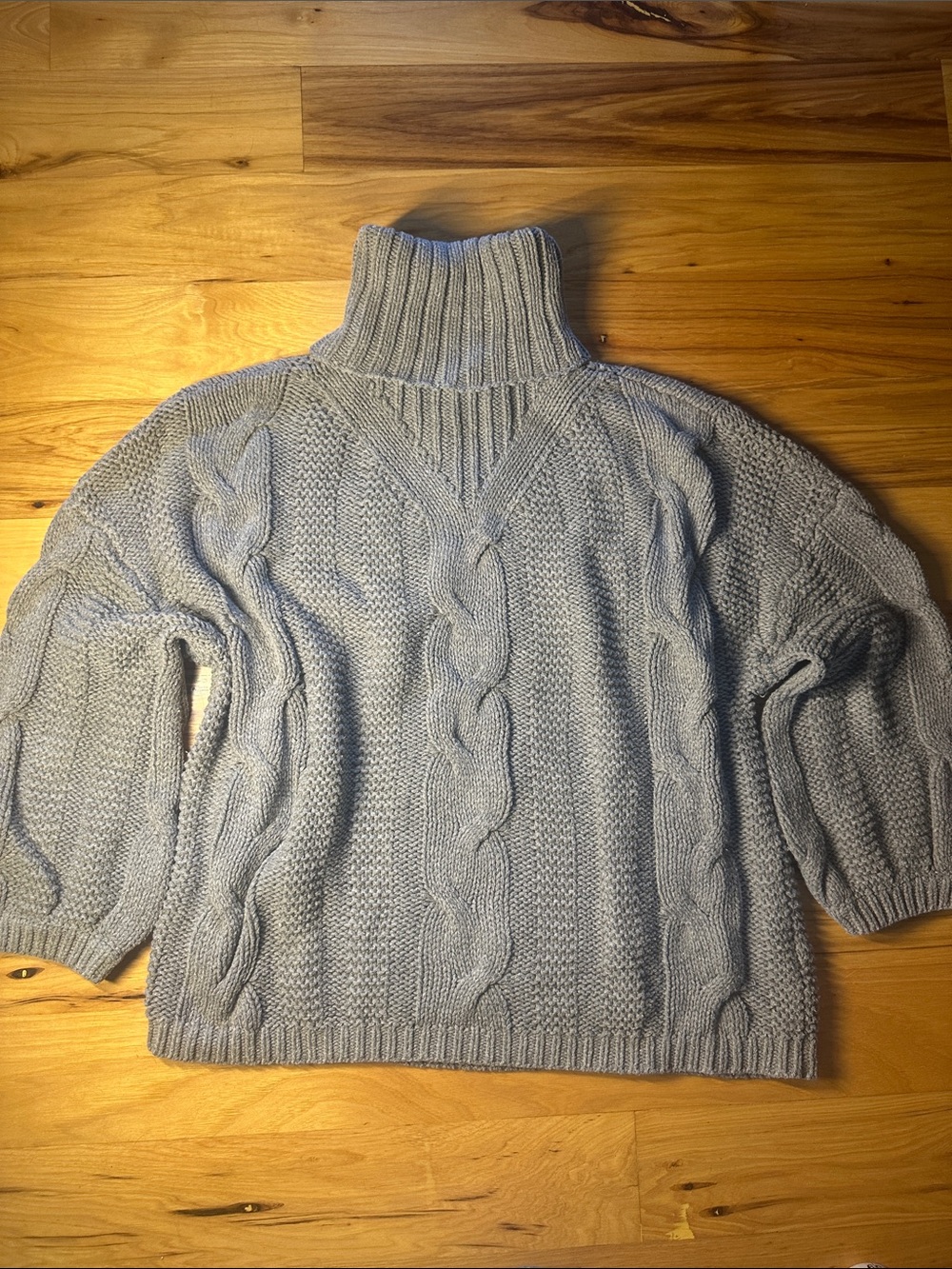 SHEIN Light Gray Cable Knit Turtleneck Sweater